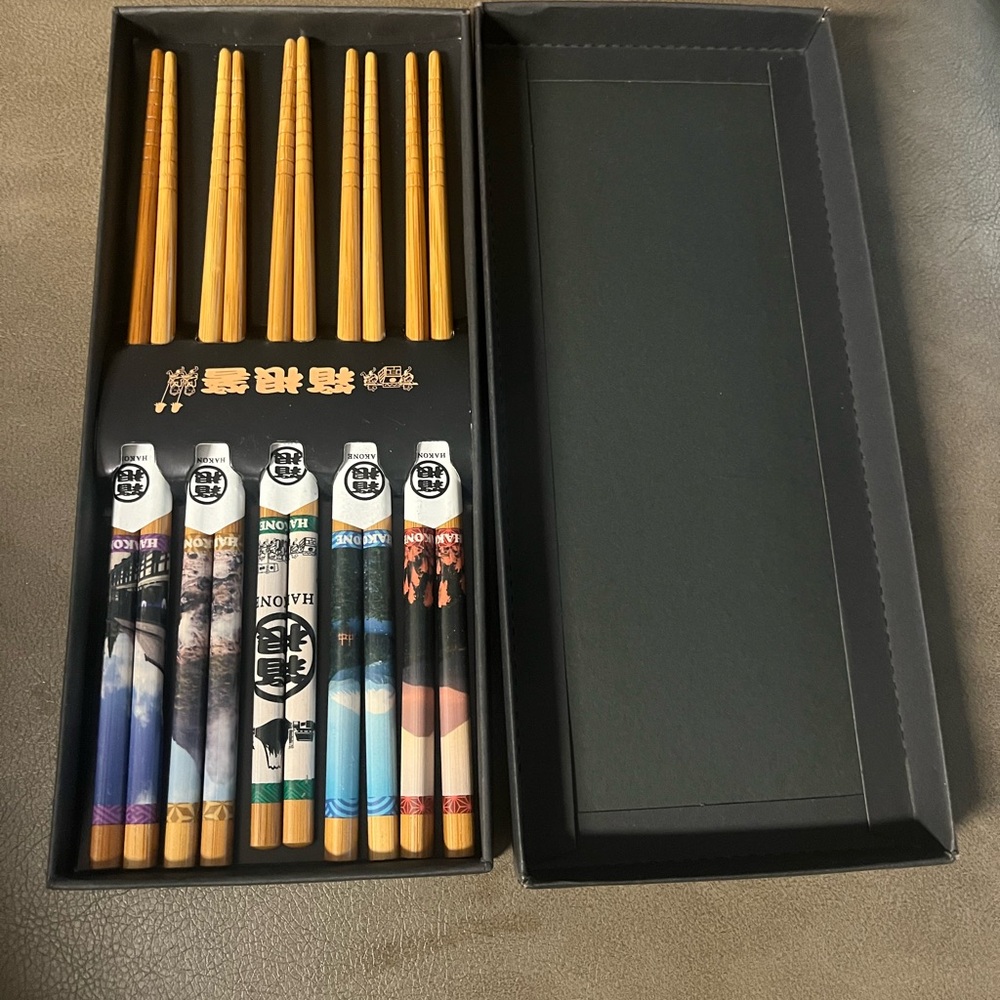 Authentic Bamboo Chopstick Gift Set with Hakone, Japan Scenic Images  - Natural